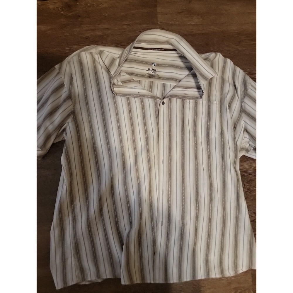 Kuhl Mens Shirt Button Up Striped Short Sleeve‎ Casual XXL